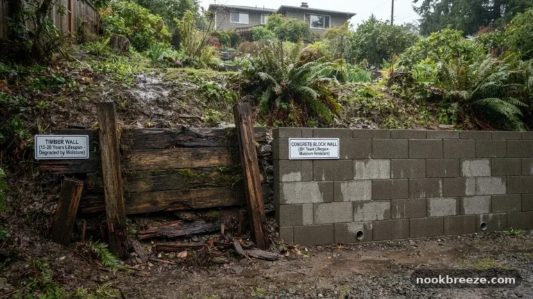 Timber vs Concrete Block Retaining Walls: Lifespan Comparison in Wet Climates