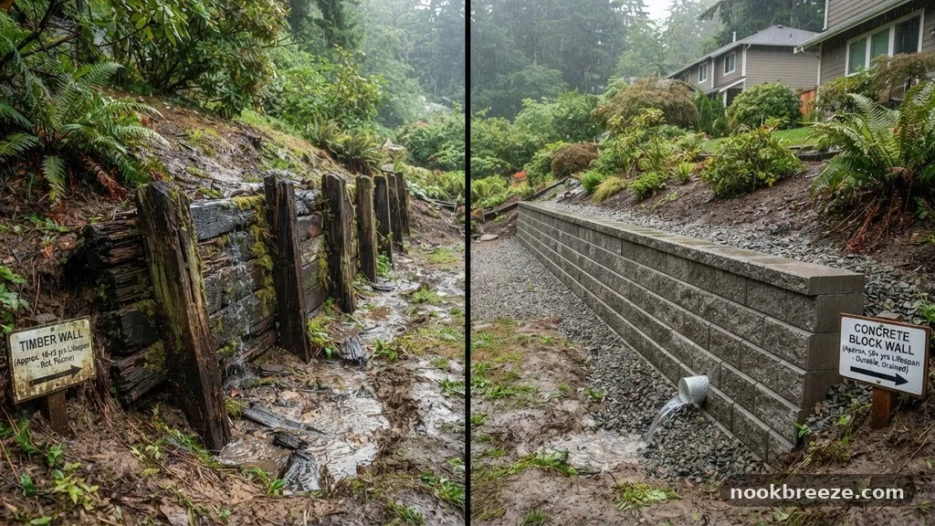 Understanding the Impact of Drainage - Timber vs Concrete Block Retaining Walls: Lifespan Comparison in Wet Climates